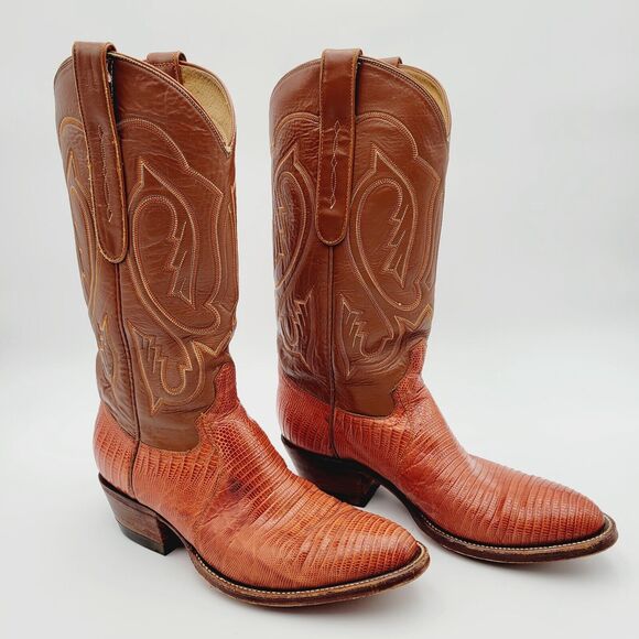 VTG Cowtown Boots Lizard Cowboy Boots Size 8 E Model Number 840 Exotic - Picture 1 of 16
